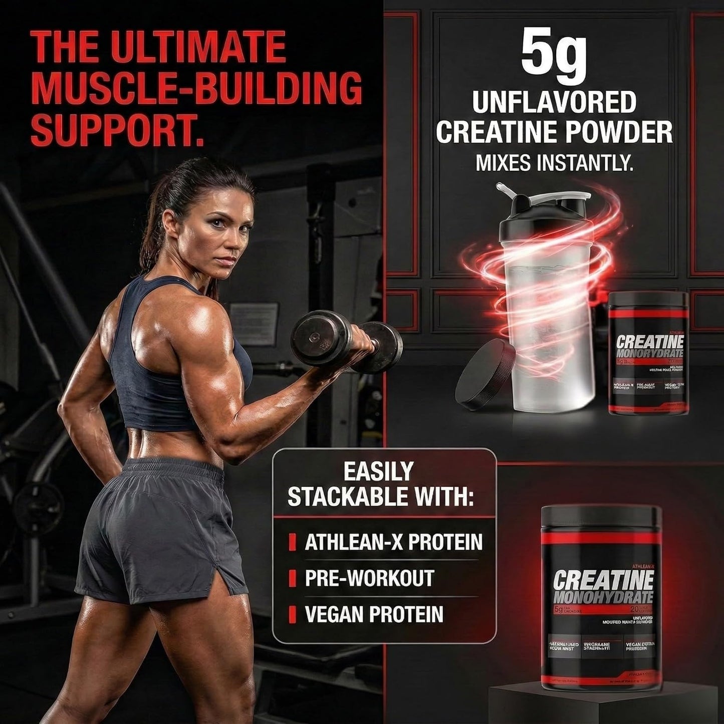 X-CREATINE Pure Micronized Creatine Monohydrate Powder - Supports Muscle Strength, Power, and Recovery - Gluten-Free, Non-GMO, Performance Enhancing Supplement (90 Servings)