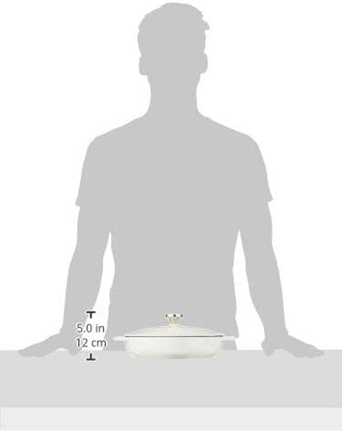 Lodge Enameled Cast Iron Round Casserole - 3.6 Quart with Lid & Dual Handles - Oven Safe to 500°F - Oyster White