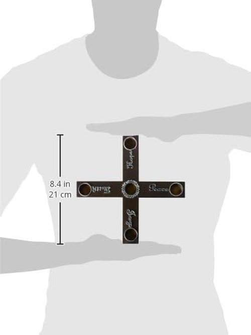 Cathedral Art Joy Wood Cross Advent Candleholder Wreath - Faith, Hope & Peace Design