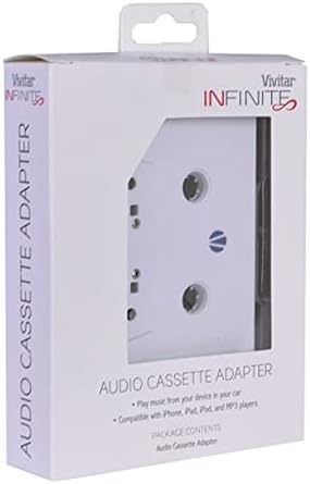 Vivitar Infinite Cassette MP3 Audio Tape Adapter for Players, White