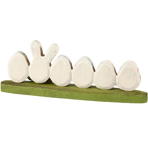 Primitives by Kathy Handmade Easter & Spring Collection Bunny & Eggs Wood Sitter and Green Grass Base