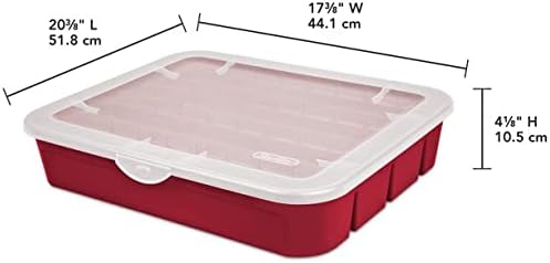 Sterilite Red Holiday Ornament Storage Container - Adjustable Organizer for 32 Ornaments