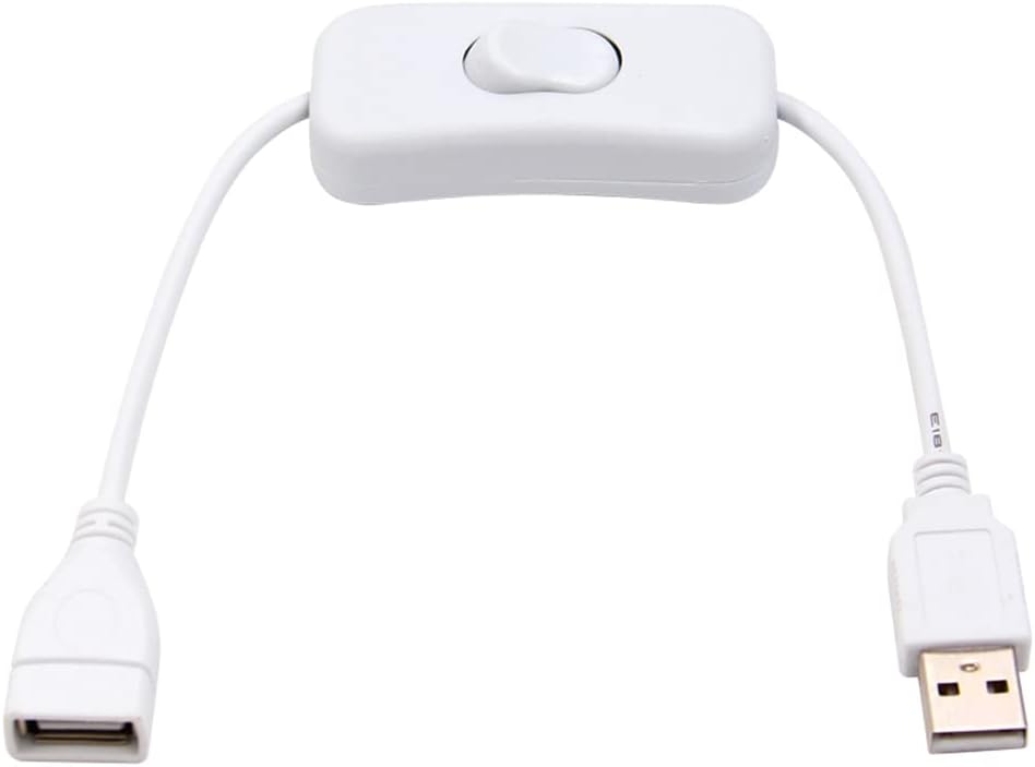 Vrabocry 2 Pack White Male to Female USB Cable with On/Off Switch, USB Extension Inline Rocker Switch for Driving