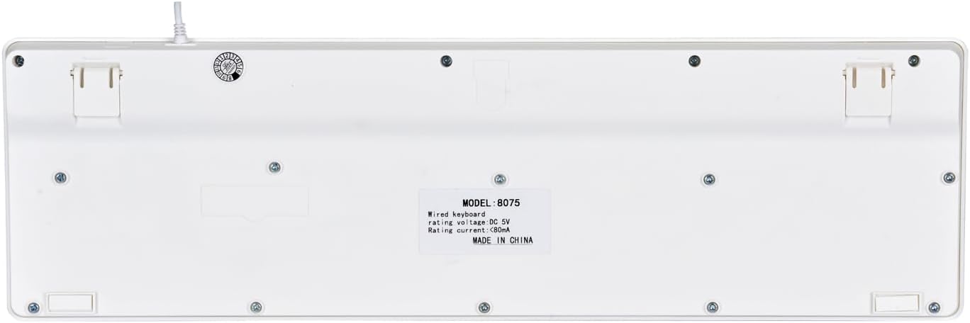 M MC Saite 104 MCSaite Wired White USB Keys Computer Keyboard with Stands,Waterproof - US Layout Compatible