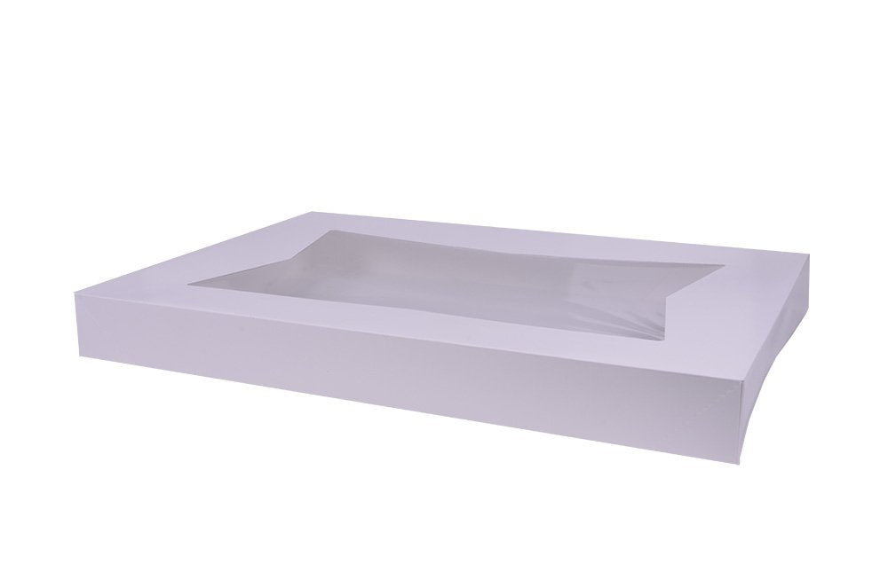 Southern Champion Tray 24253 Paperboard White Window Bakery Box Top (Bottom Sold Separately), 26-1/2" Length x 18-5/8" Width x 3" Height (Case of 50)