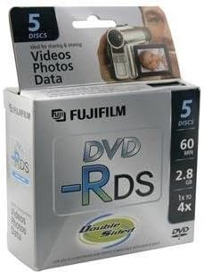 Fujifilm 25302910 2.8GB 60 5 Pack Media DVD-R Camcorder Minutes Double Sided Jewel HT