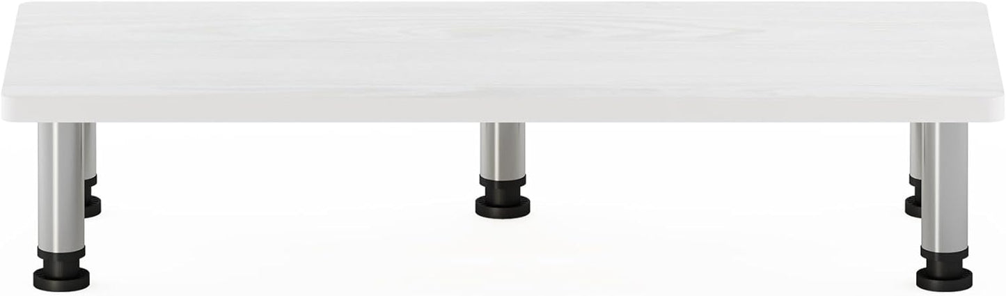 Furinno Turn-N-Tube Monitor Stand - White Oak with Stainless Steel Tubes