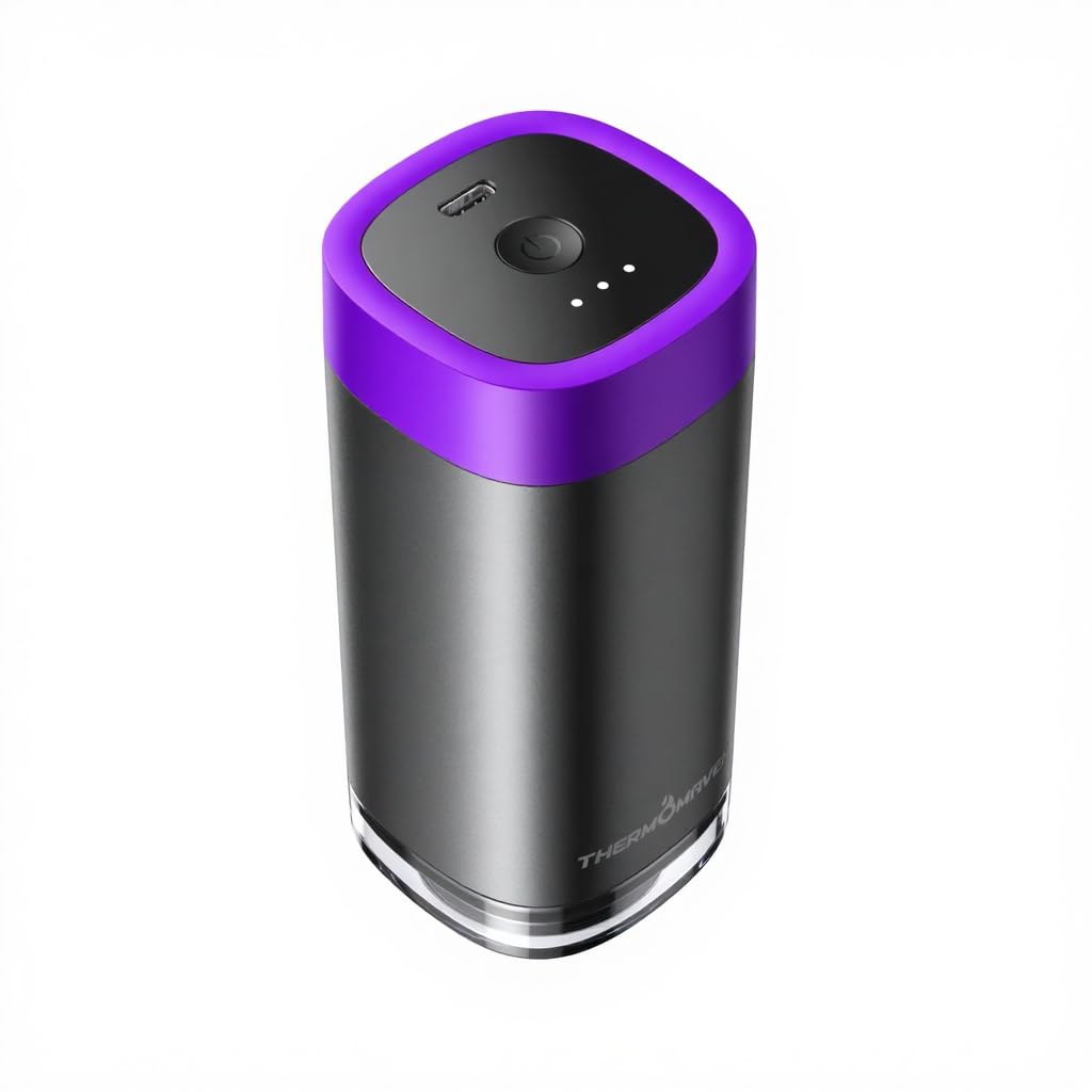 ThermoMaven Mason Jar Vacuum Sealer Kit with 10 Pcs Patented Reusable Lids, 4-in-1 Automatic Vacuum Sealer for Canning Jars, Vacuum Bag, Container, Wine Stopper, One-Handed, Auto-stop, purple