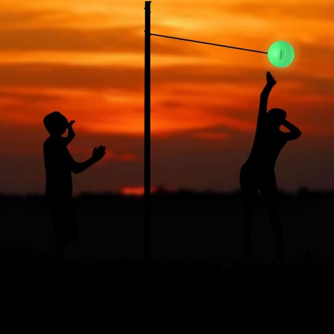 Portable Tetherball-Glow in The Dark Replacement Tether Ball with Carabiner, Ball Pump with Needle for Kids and Adults Outdoors Backyard Game