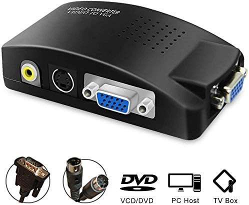 Maketheone M RCA to VGA Adapter, Composite AV S-Video RCA Input to VGA Female Output Converter, Transfer Video Graphic