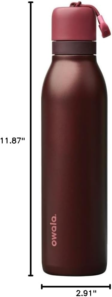 Owala FreeSip Twist Insulated Stainless Steel Water Bottle - BPA-Free, 24 oz, Black Cherry for Sports & Travel