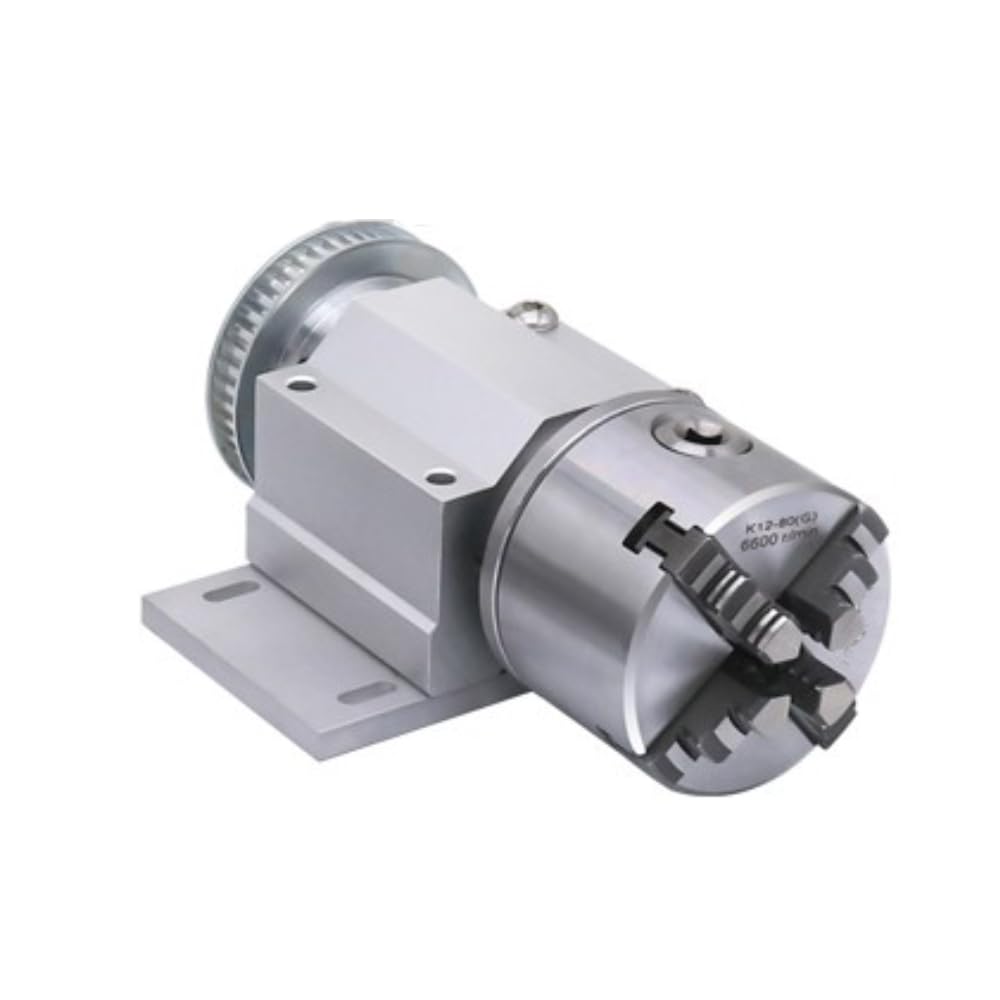 RATTMMOTOR No Powered Multi-Function Lathe Chuck Spindle Assemblies Rotary Lathe Woodworking Motor Chuck 80mm for CNC Lathe Grinder Drilling Machine Table Saw (4 Jaw 80mm)