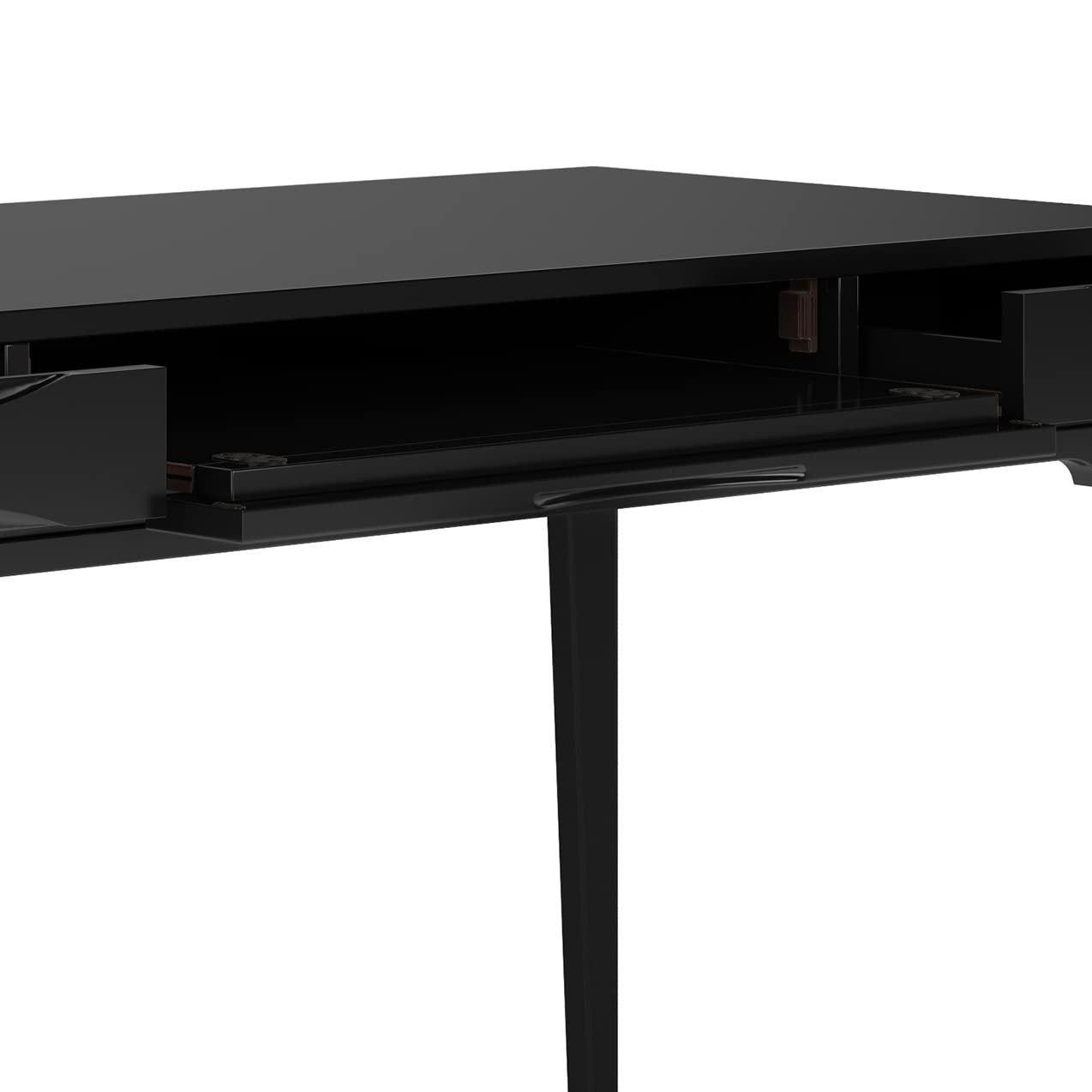 SIMPLIHOME Harper Desk - 60 Inch Wide Solid Wood Writing Desk in Black, Mid-Century Modern Home Office Computer Table for Workspace or Study with 2 Drawers and Flip-Down Keyboard Tray