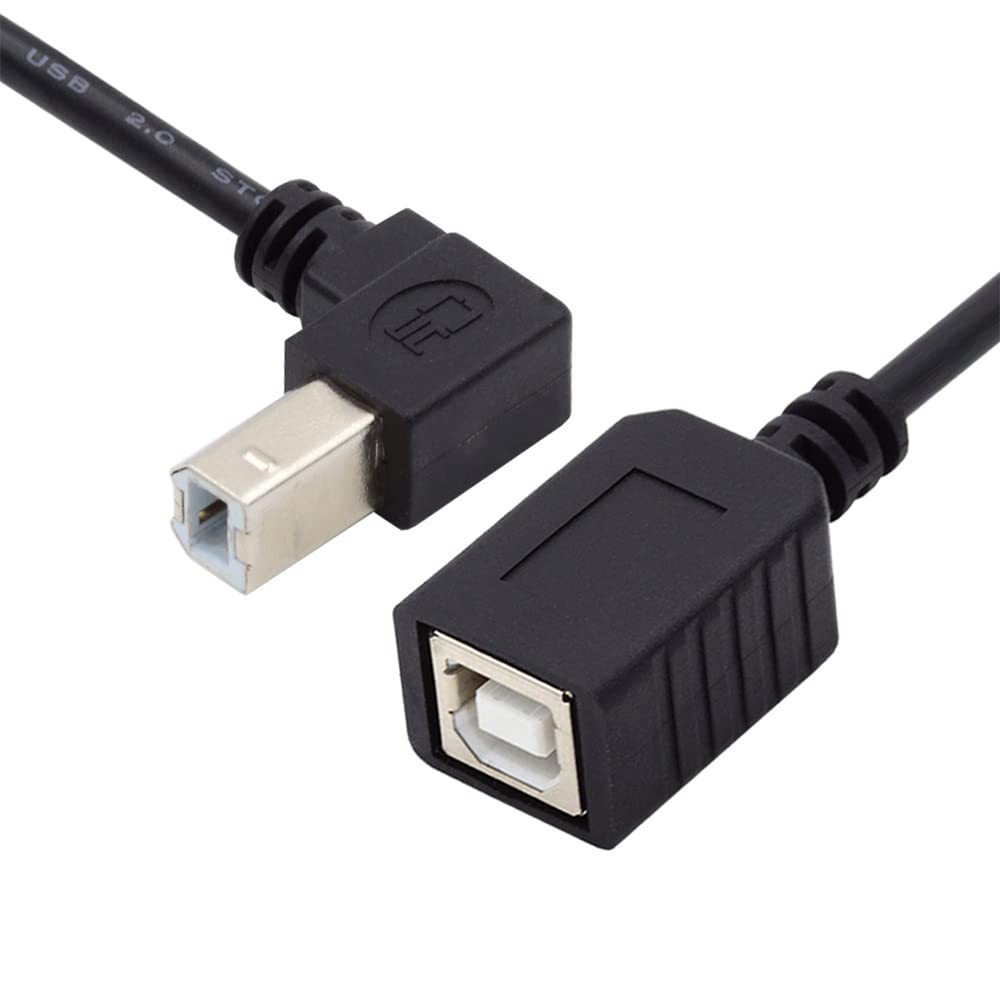 2.0 90 20cm cablecc Type B Male to Female USB Extension Cable Degree Down Angled for Printer Scanner Disk