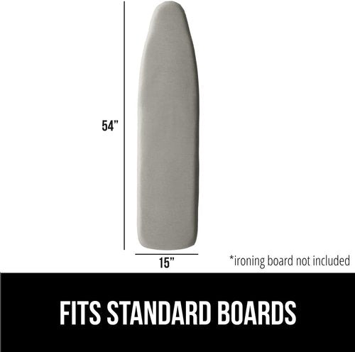 GORILLA GRIP The Original Ironing Board Cover and Pad, Silicone Coating, 400°F Scorch Resistant Thick Padding, Heavy Duty Iron Covers Standard Boards, Hook and Loop Fastener Strap, Silver 15x54