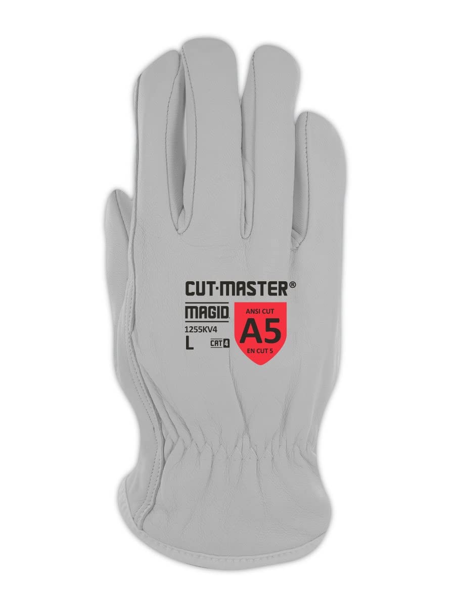 MAGID CutMaster ANSI A5 Arc-Rated Kevlar-Lined Leather Drivers Glove, 12 Pairs, Size 8/Medium (1255KV4)