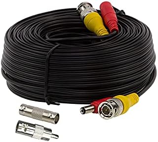 4 Pack 60Ft Bnc Video and Power Cables, All in One Extension Cables for CCTV Camera DVR Security Systems, Includes BNC