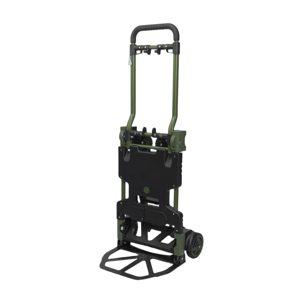 2-in-1 Black Folding Small cart, Outdoor Cargo handling Vehicle, Flatbed Trailer with a Load Capacity of 330 pounds (1, Green+Black Brake)