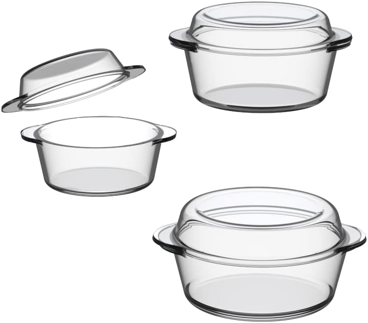 Ums Glass Casserole Set - 6-Piece Borosilicate Bakeware with Lids | Oven & Microwave Safe