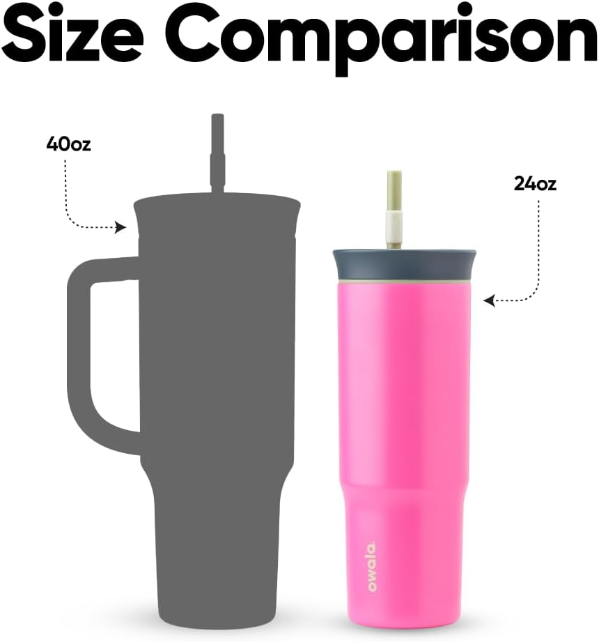 Owala Stainless Steel Travel Tumbler - Triple Layer Insulation, Spill-Resistant Lid, 24 oz | Watermelon Breeze