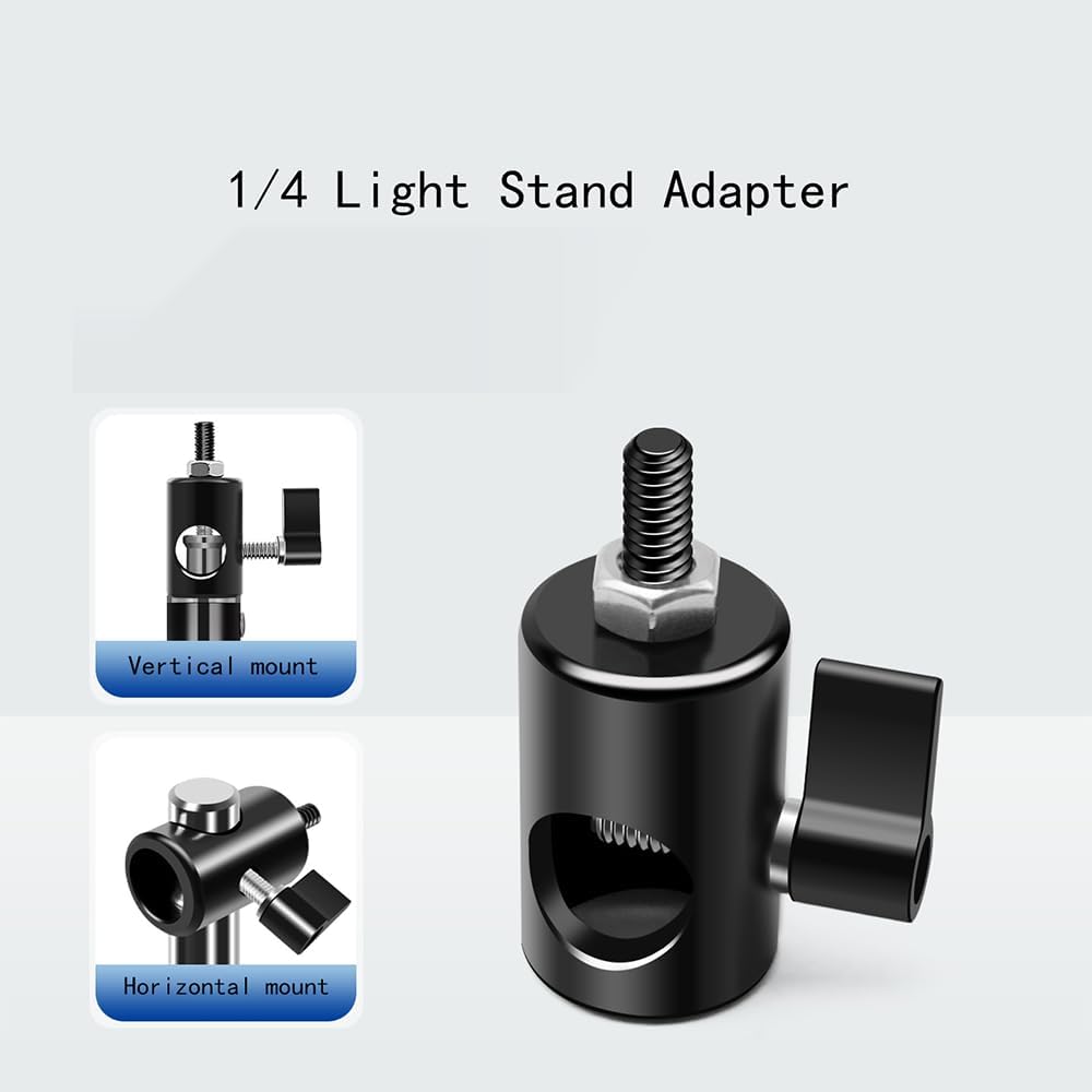 TEHAOUU 1/4 16mm Stainless Steel Light Stand Adapter, Photography Studio Live Broadcast Tripod Converter, Compatible