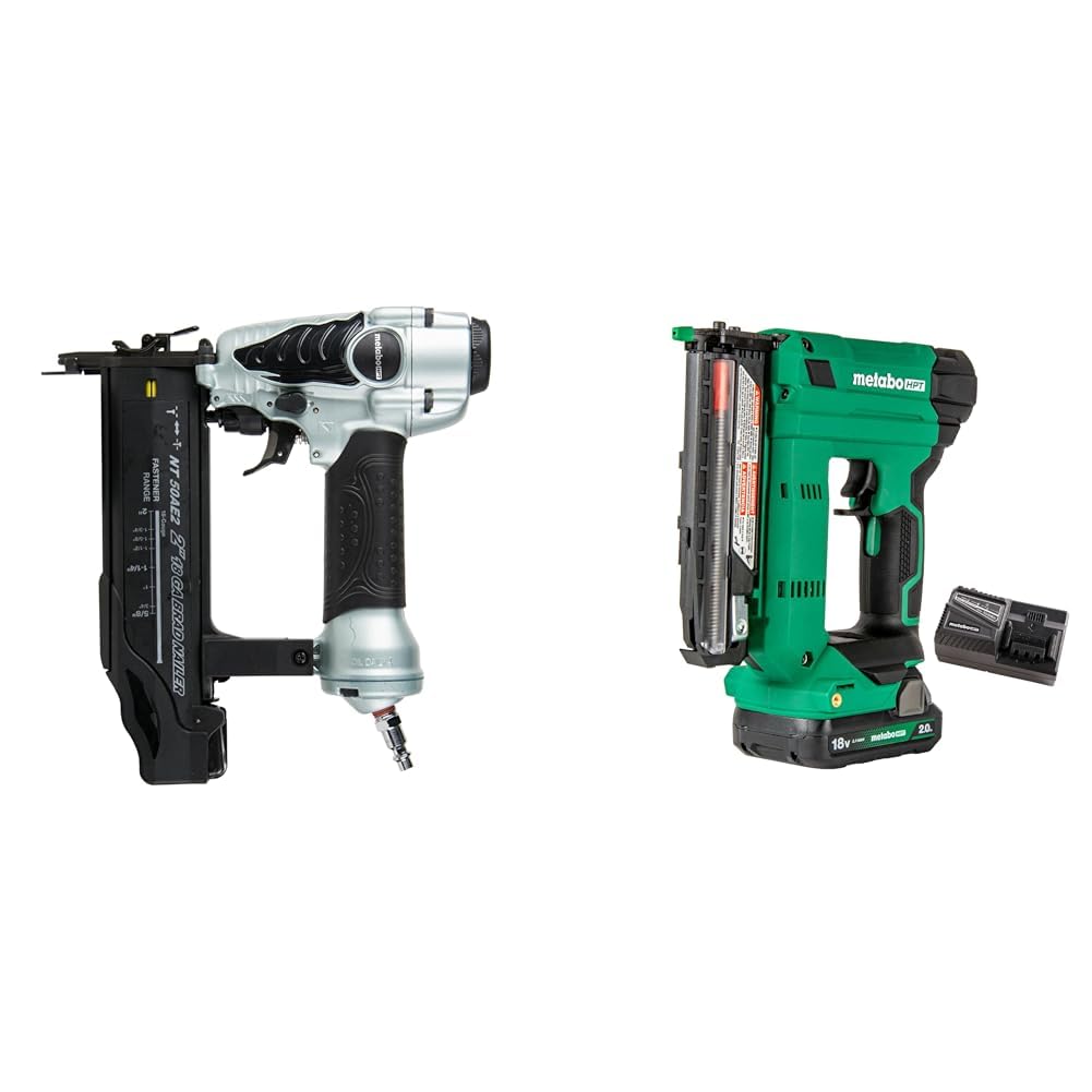 Bundle of Metabo HPT Brad Nailer Kit, NT50AE2 + Metabo HPT 18V MultiVolt Cordless 23-Gauge Pin Nailer Kit, NP1835DA