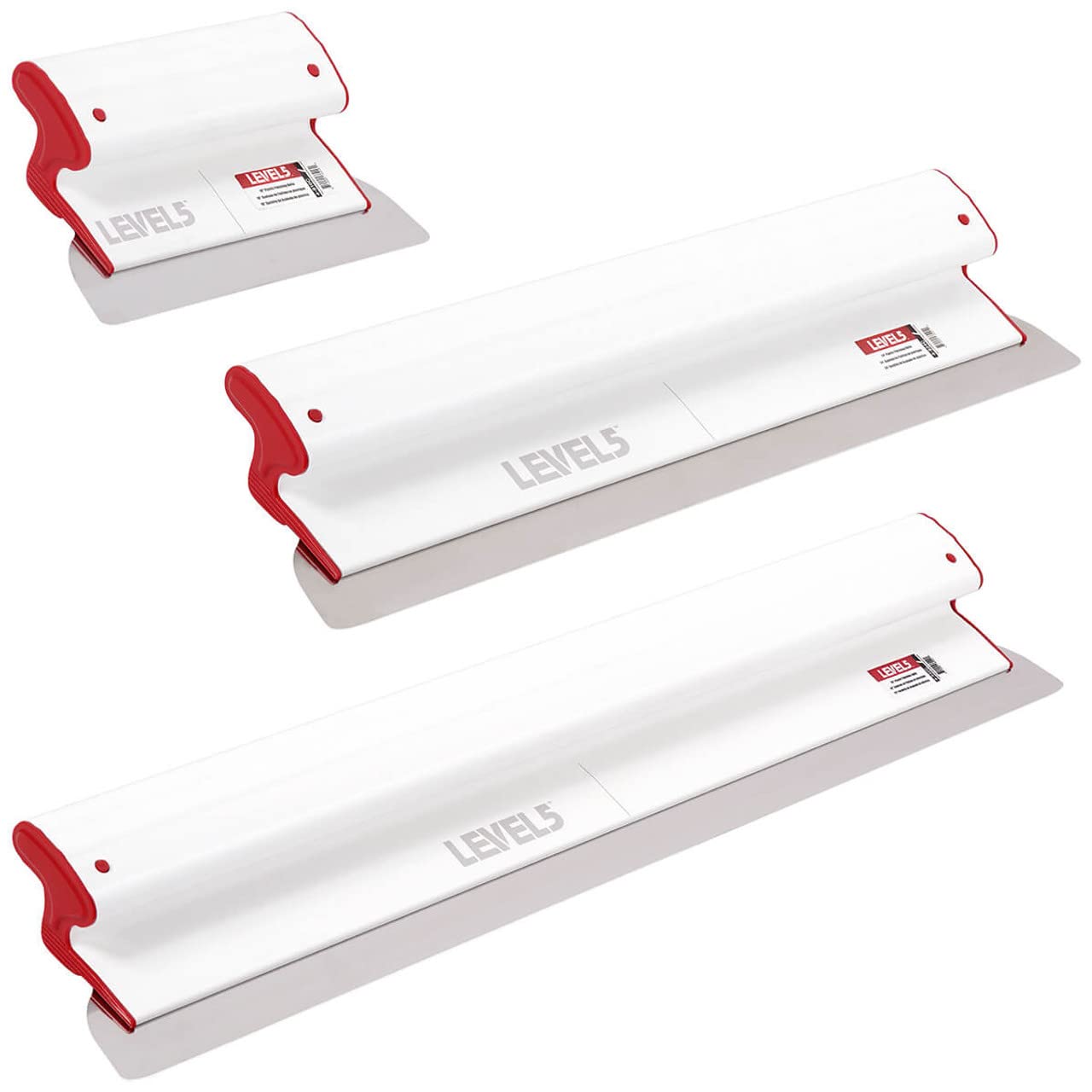 LEVEL5 Drywall Composite Skimming Blade Set | 10, 24 & 32 Inch Skimming Blades | Ergonomic Composite Body | Replaceable 0.3mm German Stainless Steel Blade | for Smoothing Walls and Ceilings | 5-444C