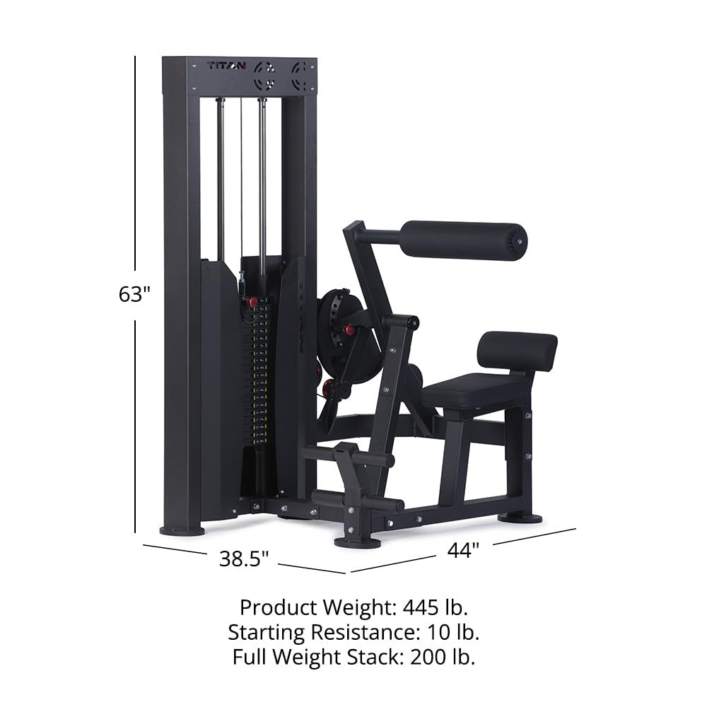 Titan Fitness Selectorized Abdominal & Lower Back Machine, 200 LB Weight Stack, Adjustable 2-in-1 Ab and Back Workout Equipment, Home Gym Exercise Machines