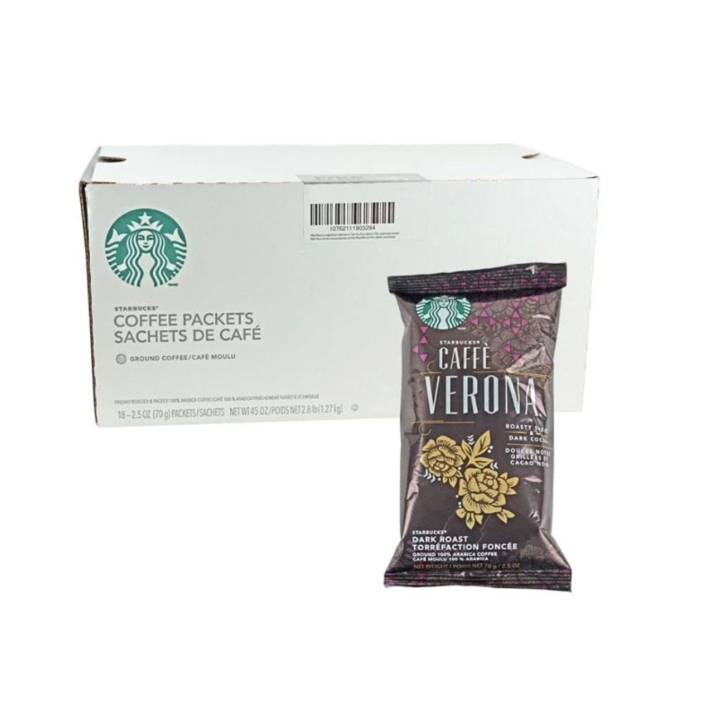 Starbucks Caffe Verona Ground Coffee Packets - Dark Roast Drip-Brewing | 18 Count