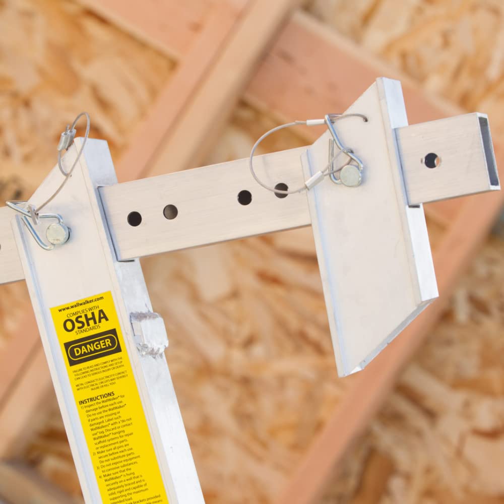 WallWalker 6 Foot Top Plate Hanging Scaffold with Guard Rail Posts (Pack of 2) Light Weight Aluminum Scaffolding Wall Walker Brand - OSHA Compliant