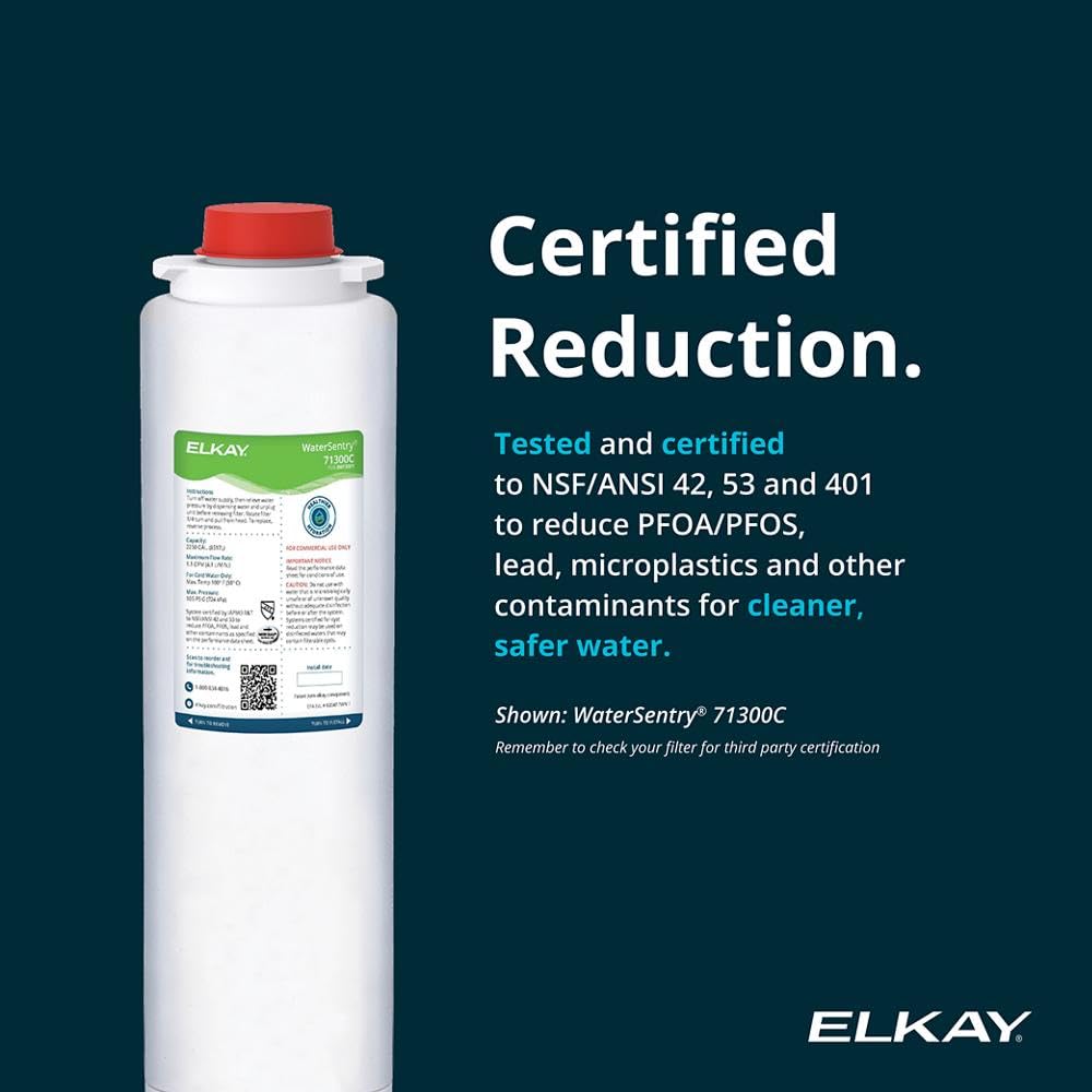 Elkay Liv EZ LBWDM0WHBC Built-in Filtered Wall-Mount Water Dispenser – Battery Powered, NSF Certified, Push Button, Reduces Lead & PFAS, Aspen White, Non-Refrigerated – Ideal for Home