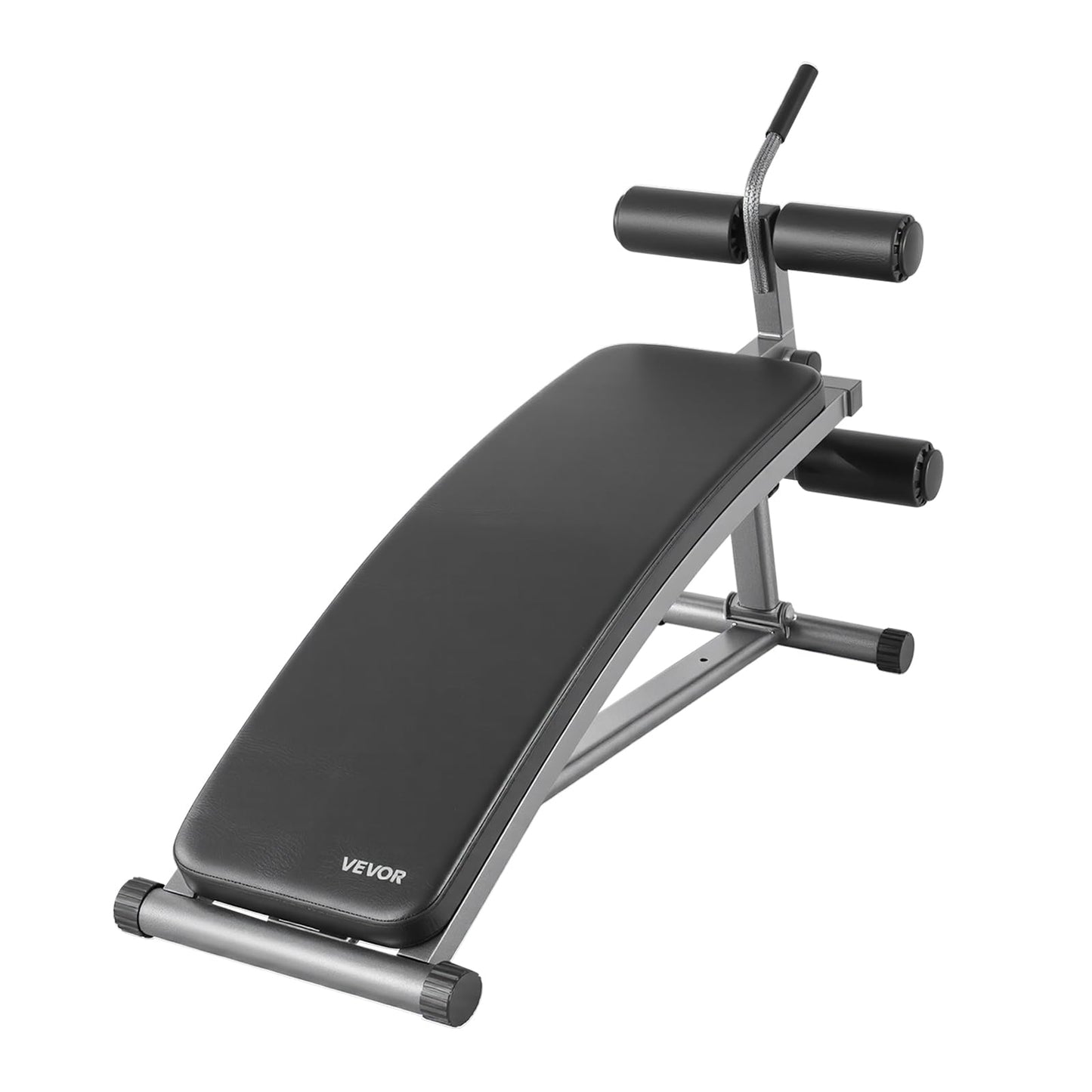VEVOR Sit Up Bench, Curved Decline Ab Bench with Reverse Crunch Handle, with 6 Adjustable Height Setting, Heavy Duty Steel, 600 Lbs Capacity for Home Gym Workouts, Strength Training, Full Body Muscles