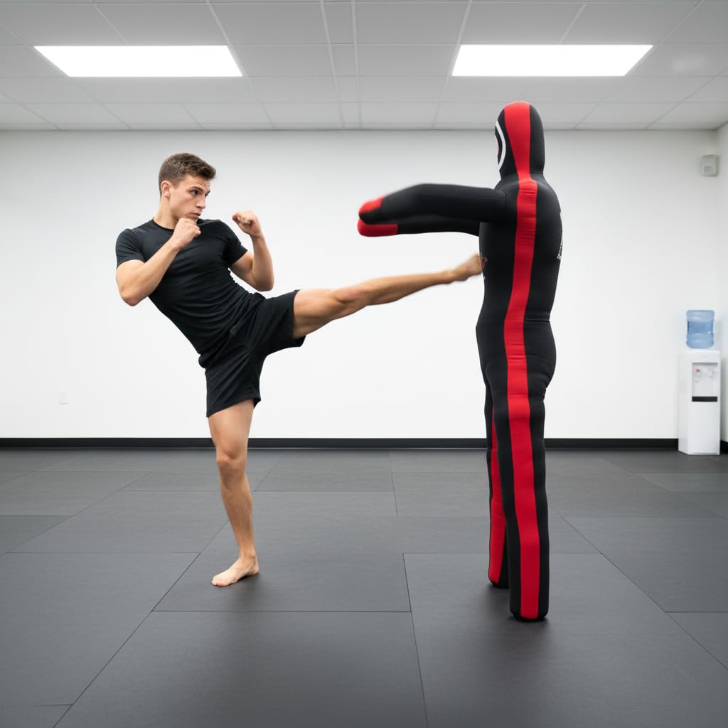 Minahil Sports MMA Martial Arts Grappling Canvas Standing and Hanging Dummy Open Hands, Punching Bag Submission, Judo Karate, Boxing, Jiu Jitsu (Unfilled Standing, 6 Ft)