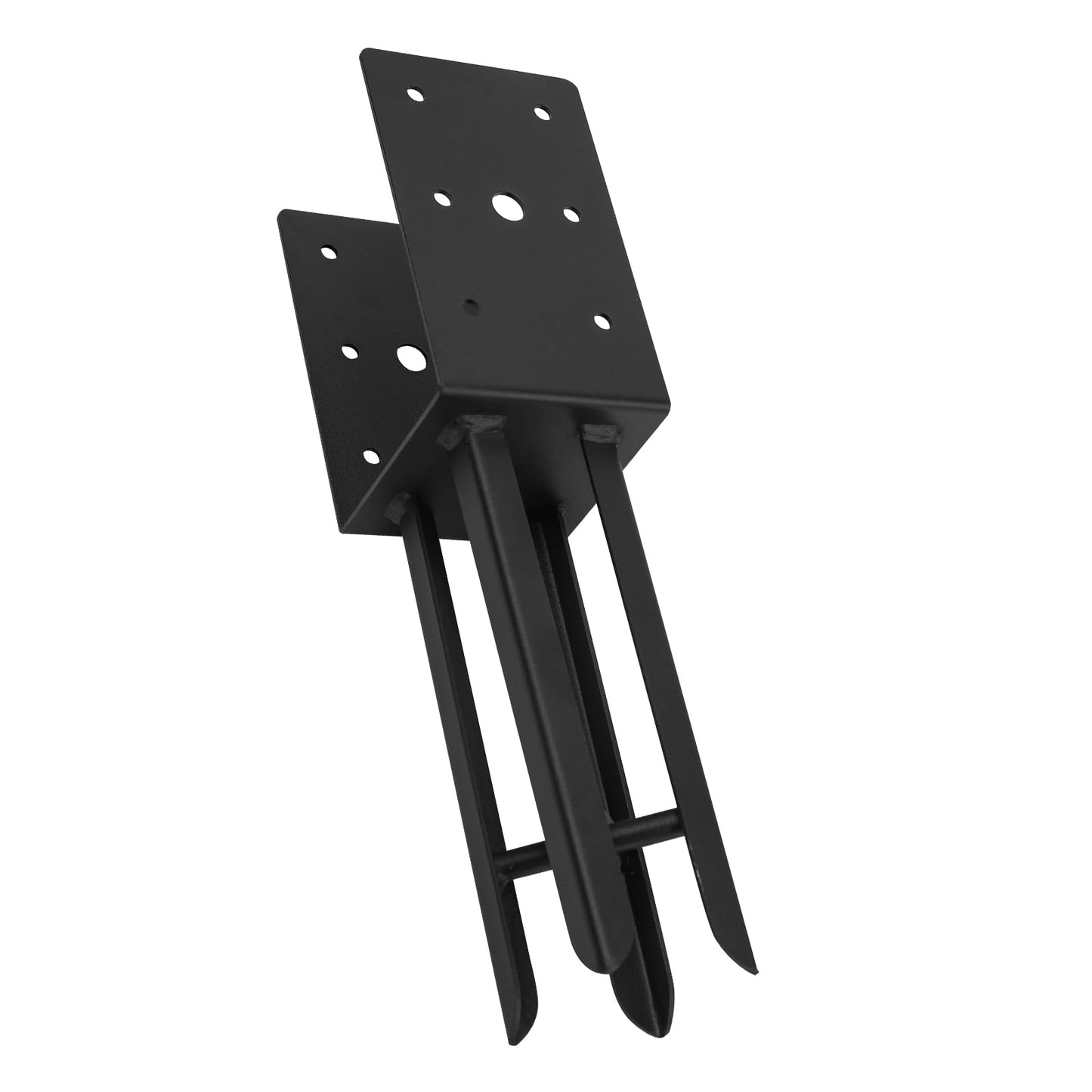 4"x 4" Wet Concrete Fence Post Anchor 4 Pcs(Inner Dia 3.6"x3.6") Heavy Duty U Shape Fence Post Holder Ground Spike Metal Black Powder Coated for Fence, Railing, Pergola Wood Post Bracket Anchor