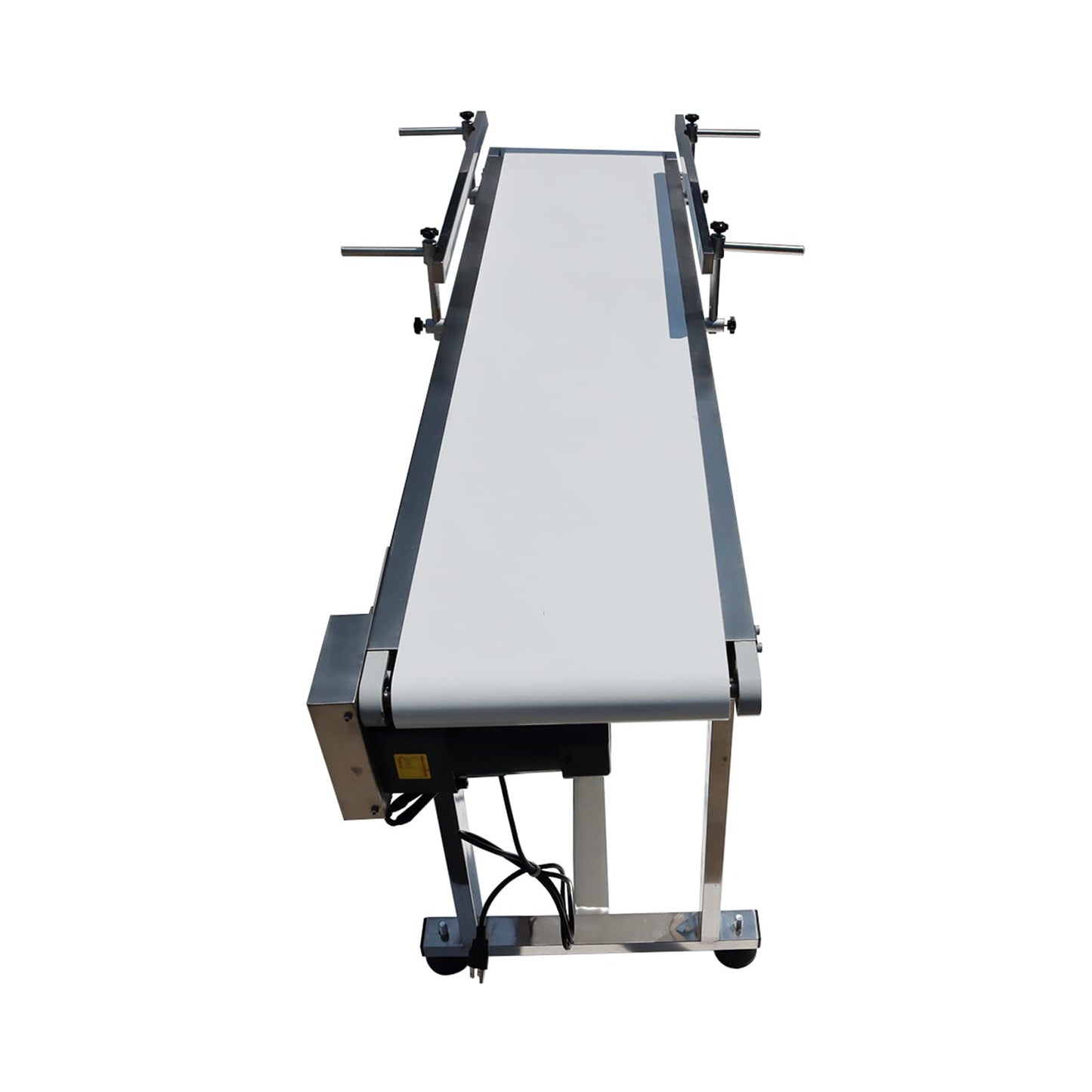 BREVELTION 53inch 110V Power Slider Bed PU Belted Conveyor Stainless Steel Belt Conveyor Industrial Transport Equipment 11.8inch Wide White