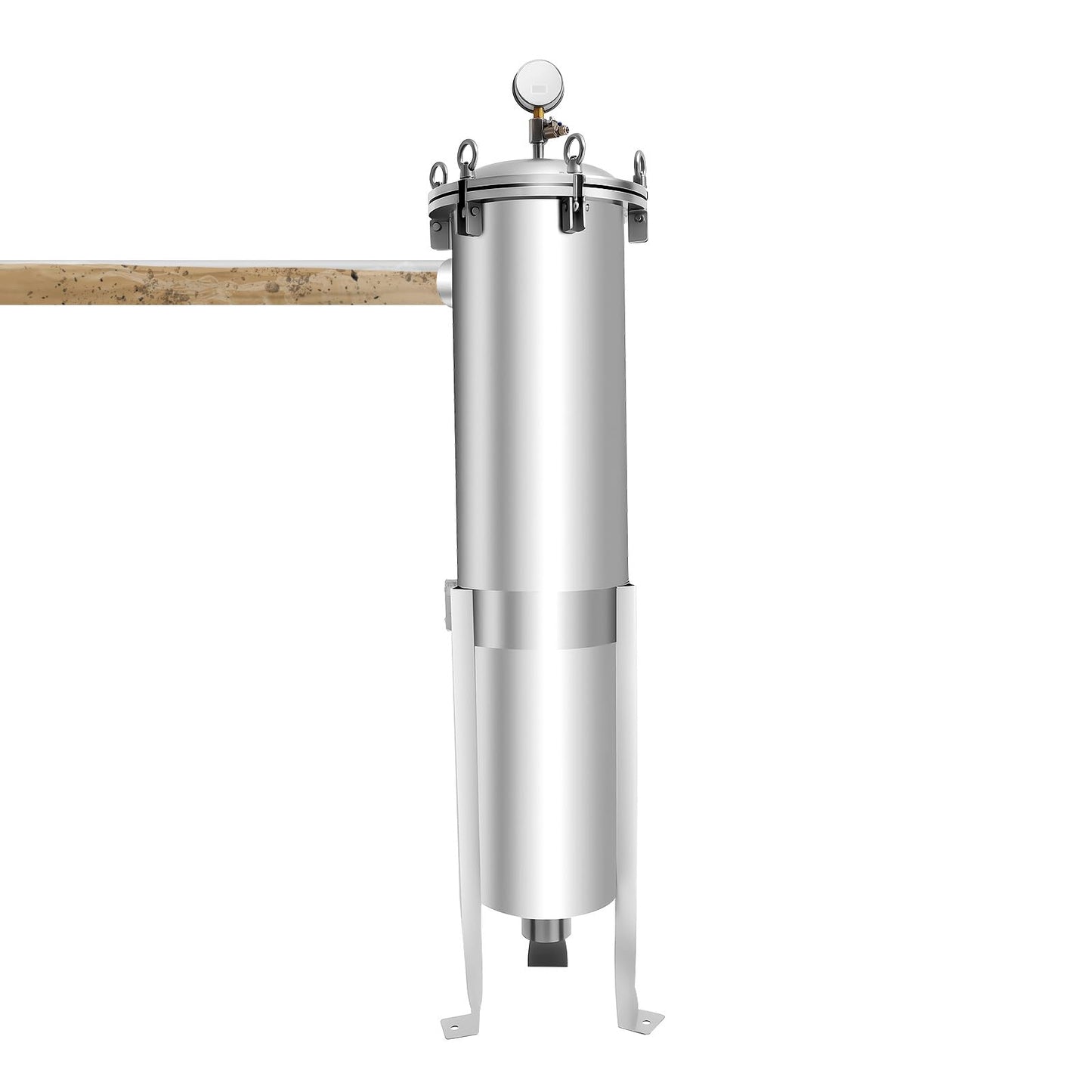 2" NPT Stainless Steel Bag Filter w/Mesh 150PSI Multi-Purpose Bag Filtering Equipment Heavy Duty Industrial Sock Filter Housing Bag Water Filter Purification Equipment