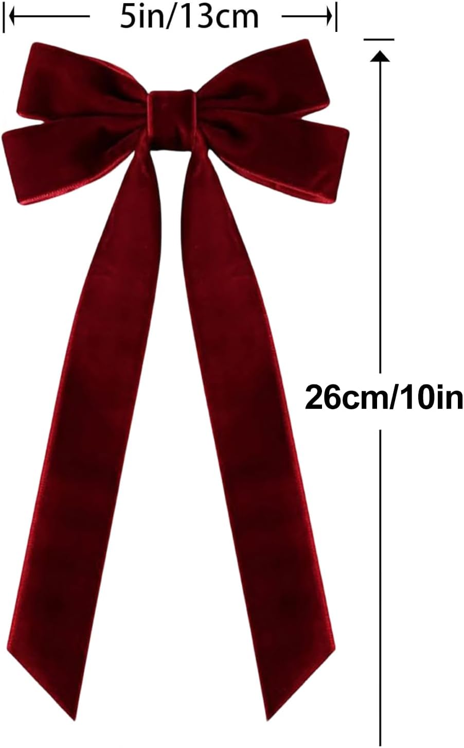 Velvet Ribbon Bows by Wine Red | 12 Pcs 5in x 10in Christmas Tree Ornaments for Holiday Decor