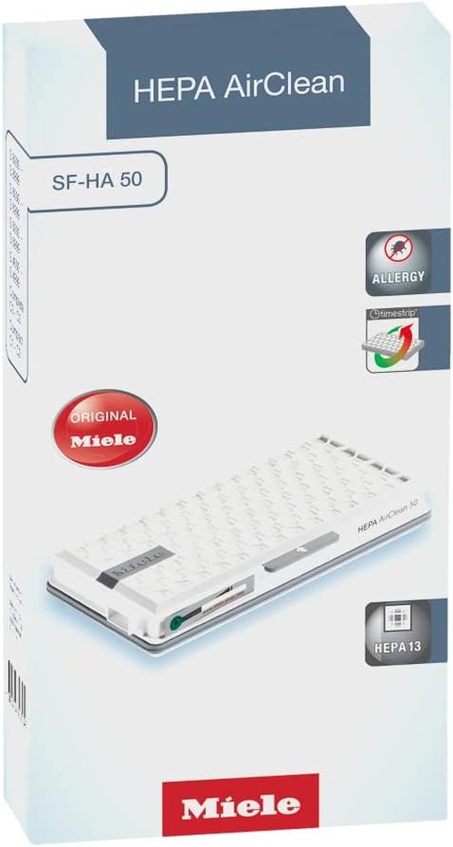 Miele HEPA AirClean SFHA50-2 Vacuum Filter - 12 Month Lifespan & TimeStrip Indicator | XL Pack for 2 Years of Clean Air