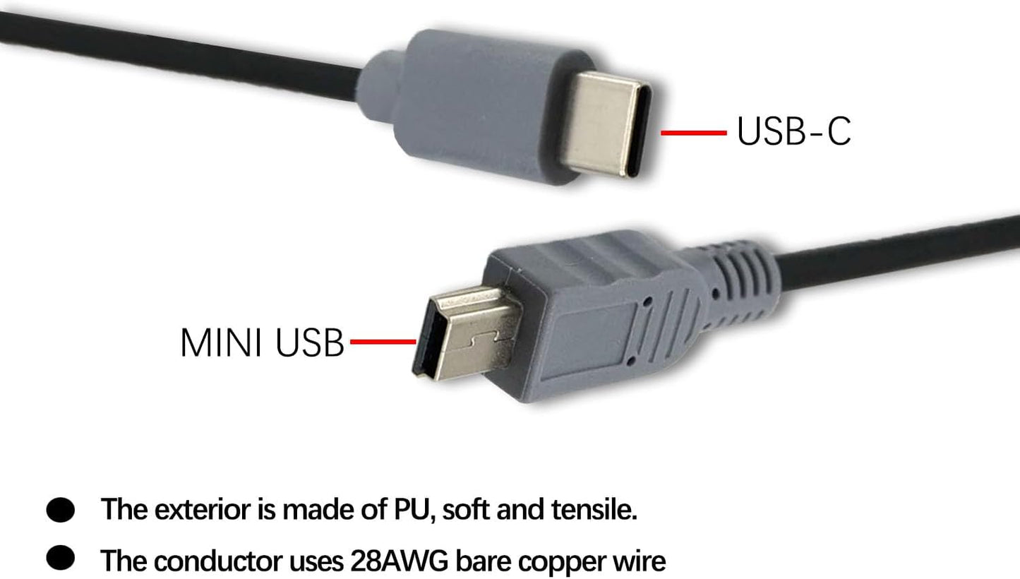 KKPOERT 5-pin PS3 MP3 (2 Replacement USB C to Mini USB Cable USB C to Mini Charging and Synchronization Data Cable