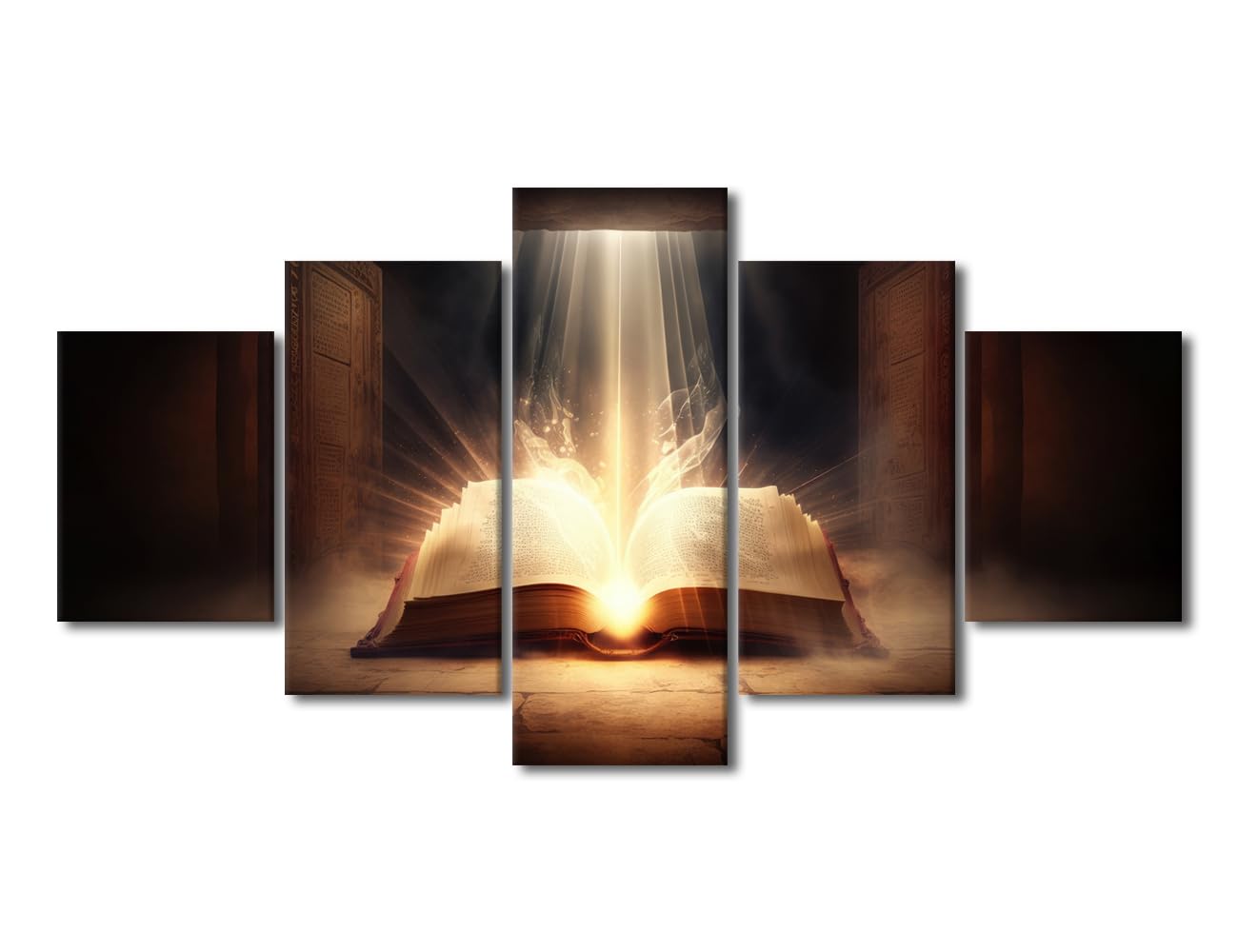Canvas Wall Art for Bedroom Holy Bible Canvas Prints 5 Piece Wall Art Framed Wall Art Canvas Painting Wall Art Contemporary Wall Decor Religious Faith Artwork Wall Hanging, 60"x32"