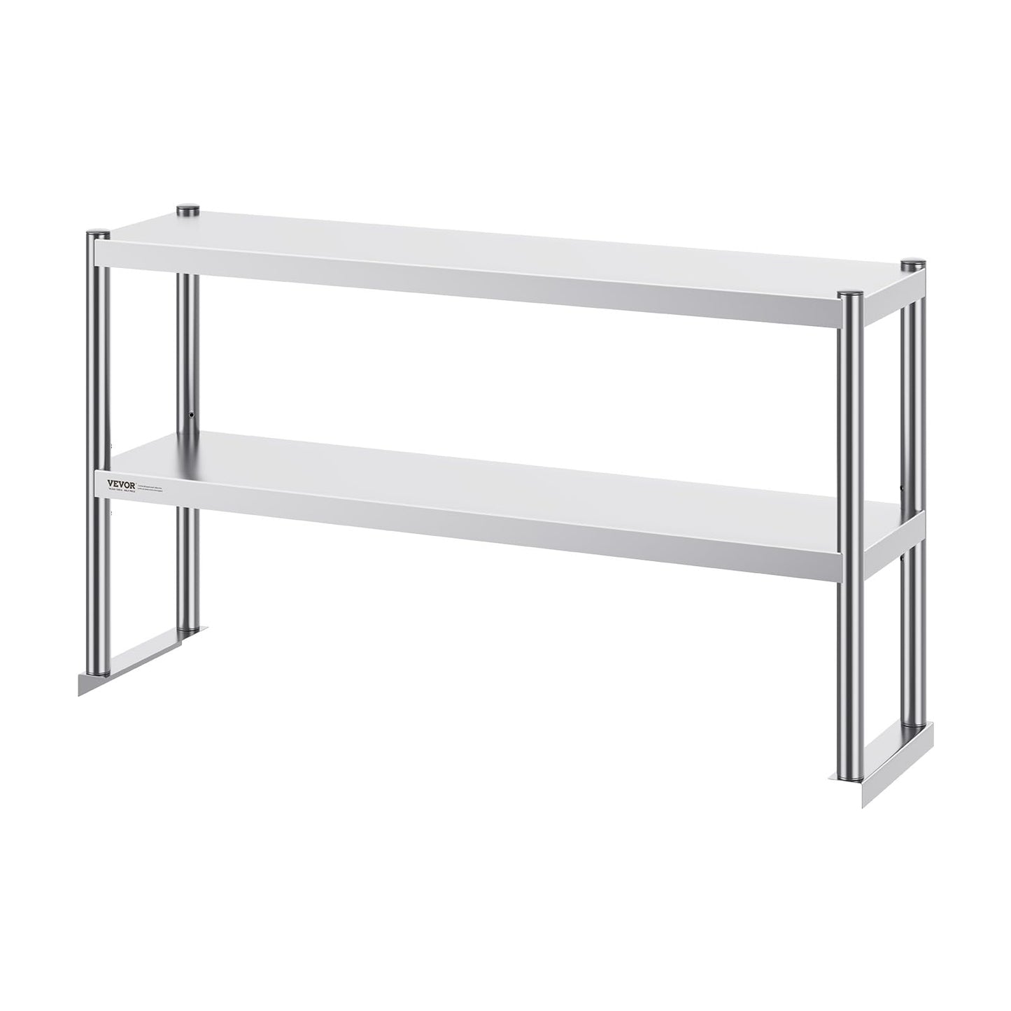 VEVOR Double Tier Stainless Steel Overshelf, 12 x 72 Inch Double Deck Height Adjustable Prep Work Table for Kitchen, Restaurant and Workshop