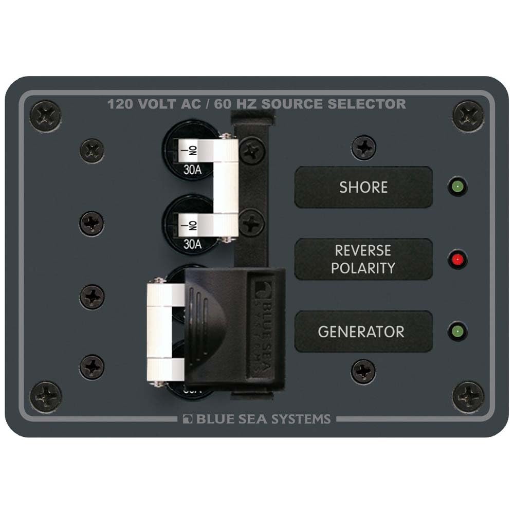 Blue Sea Systems 8032 Traditional Metal Panel - 120V AC 30A Toggle Source Selector