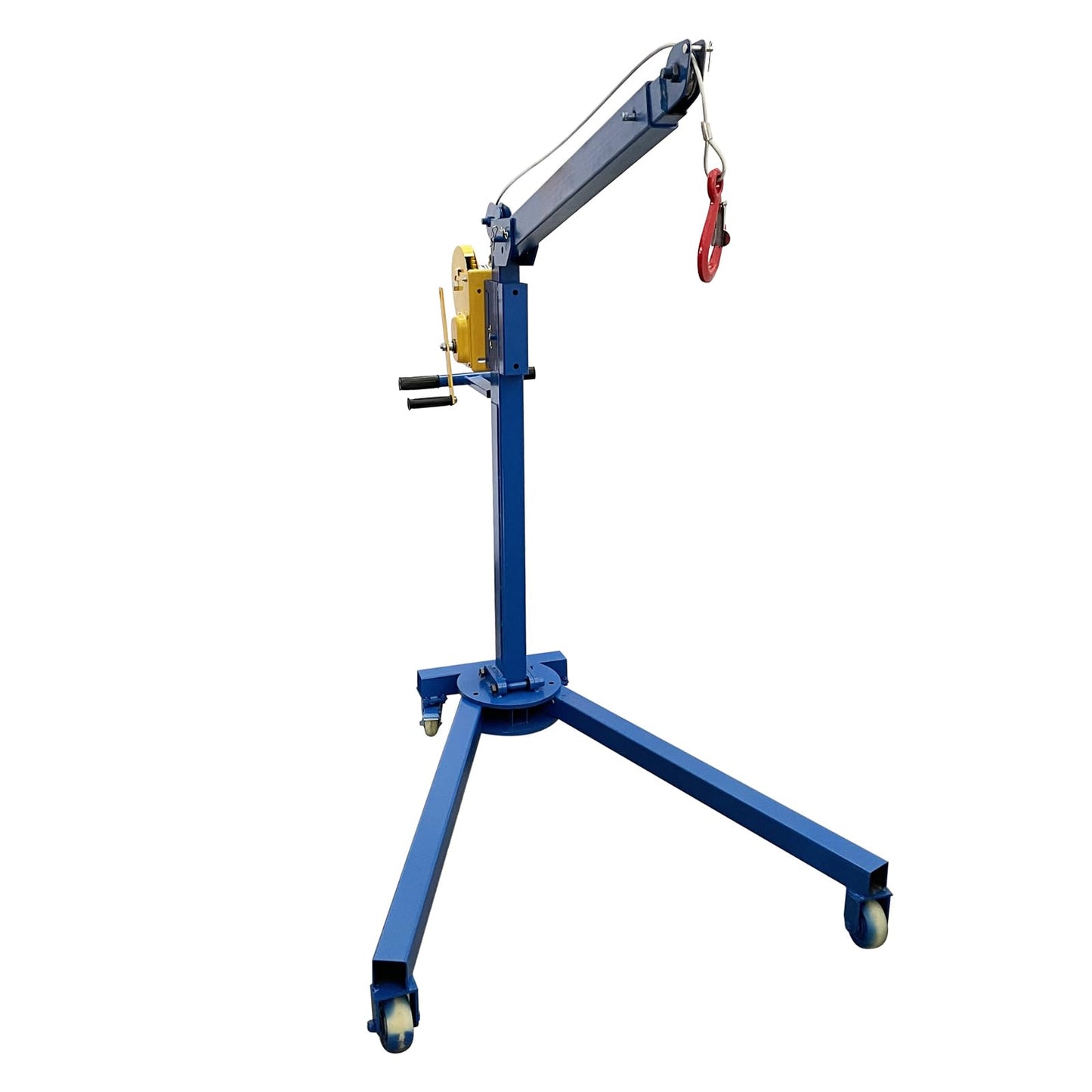 JARYANNIX Portable Folding Mini Crane Small Hoist Heavy-Duty Manganese Steel Lift with Rolling Casters for Construction, Warehousing Truck Loading 1100LBS Capacity