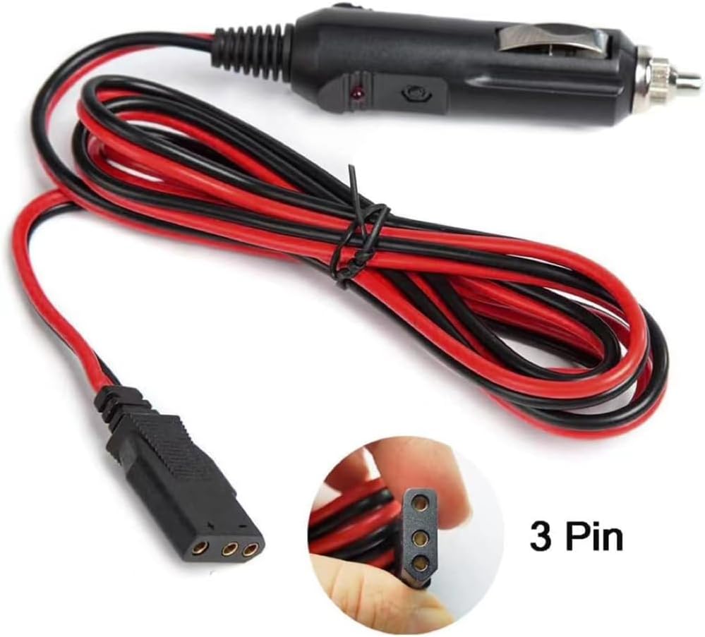 WoTravelPaL 3-Pin 2-Wire 16AWG 59 Inch, CB Radio Power Cord with Cigarette Lighter Plug, Fused Cable, Heavy-Duty Copper