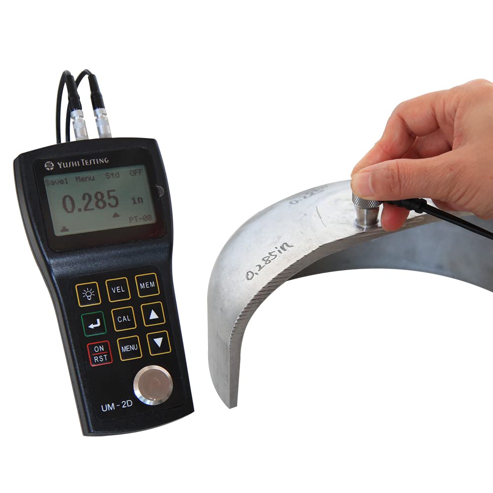 YUSHI UM2 Series UM-2D Handheld Portable Ultrasonic Thickness Gauge Tester Meter 0.03'' to 12'' w/PT-08 Probe, (echo-echo) Through Paint & Coatings,Interchangeable Probe/Transducer Option Available