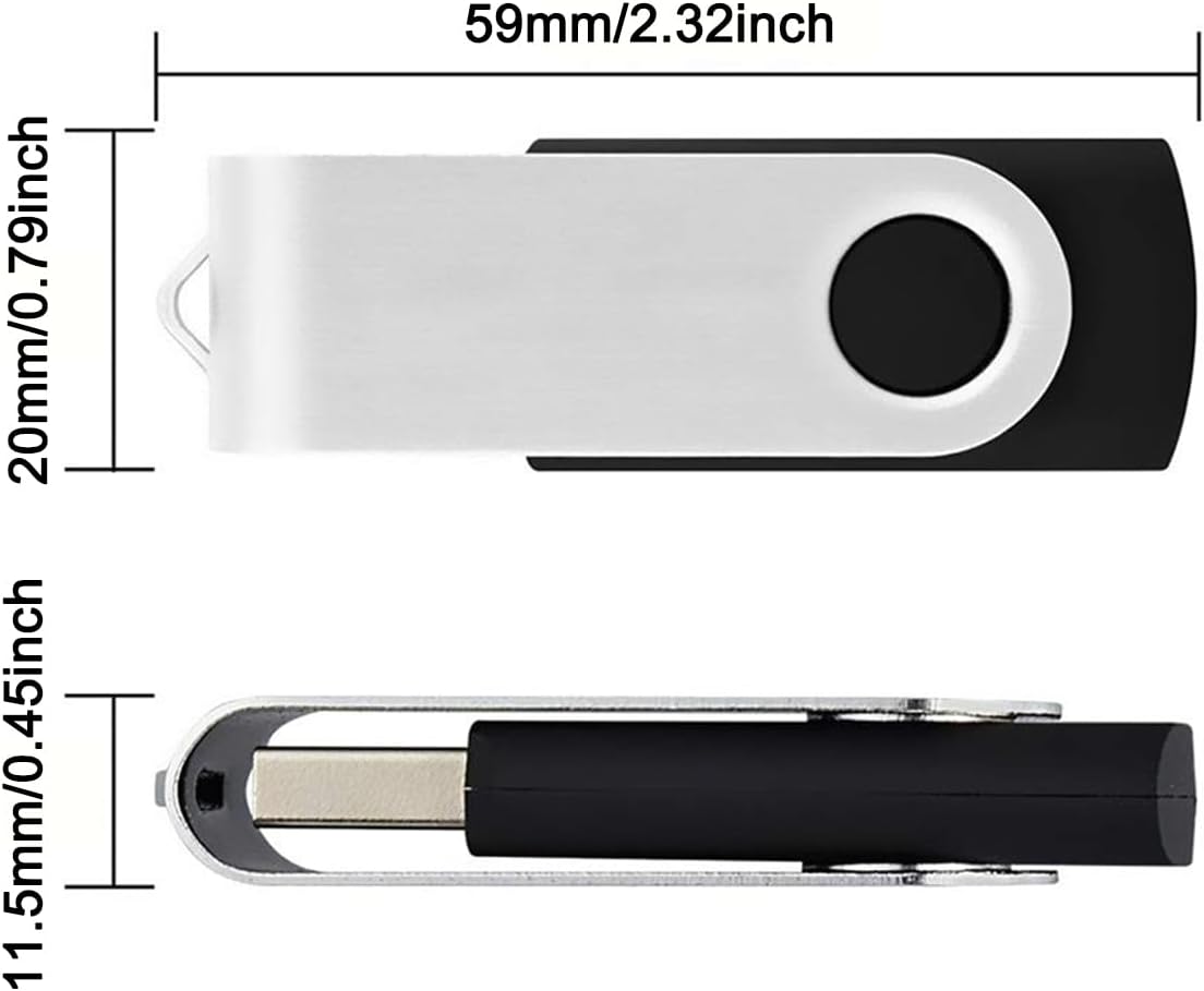 Bliksem 3 Pack 64GB 2.0 360 Black(3-Pack 64GB) USB Flash Drive with Type C Adapter and Storage Box USB High Speed Metal