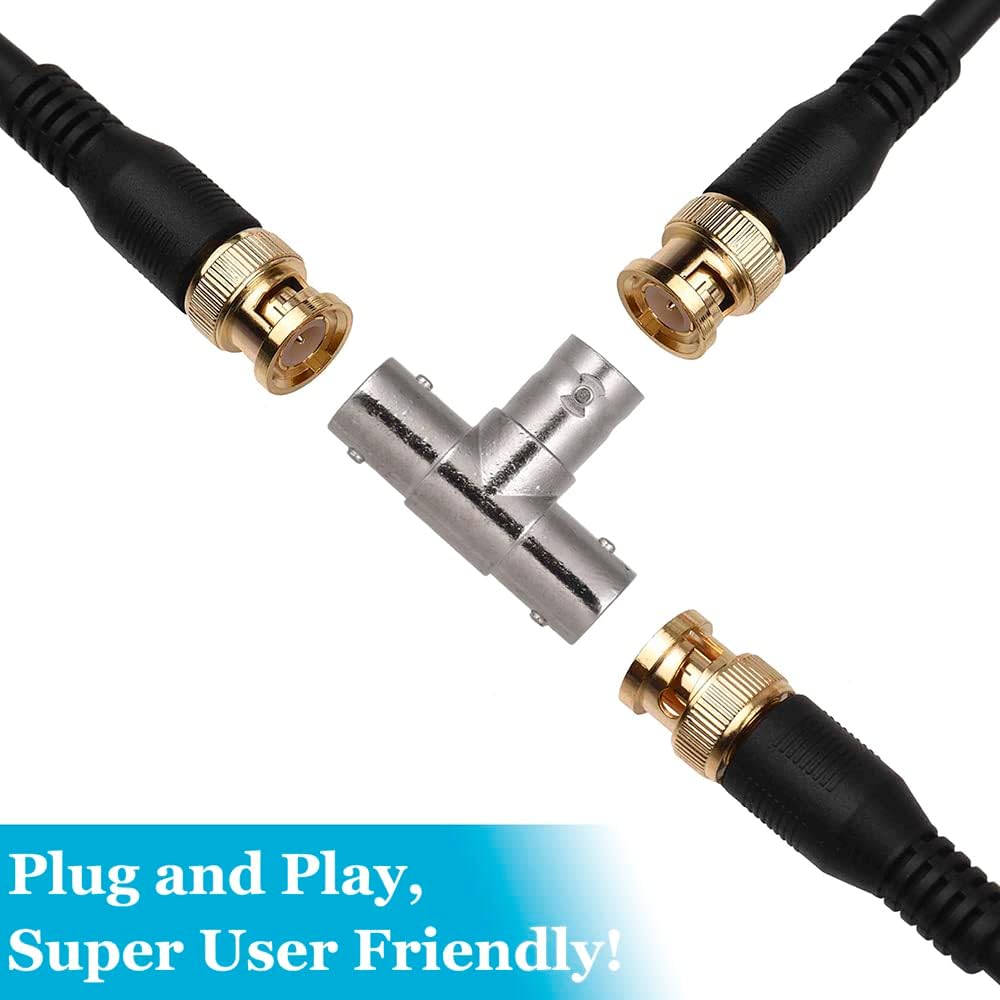 Warmstor 6-Pack 3-Way Female to Female BNC Adapter Splitter - Connector for Antenna, CCTV, DVR, Camera