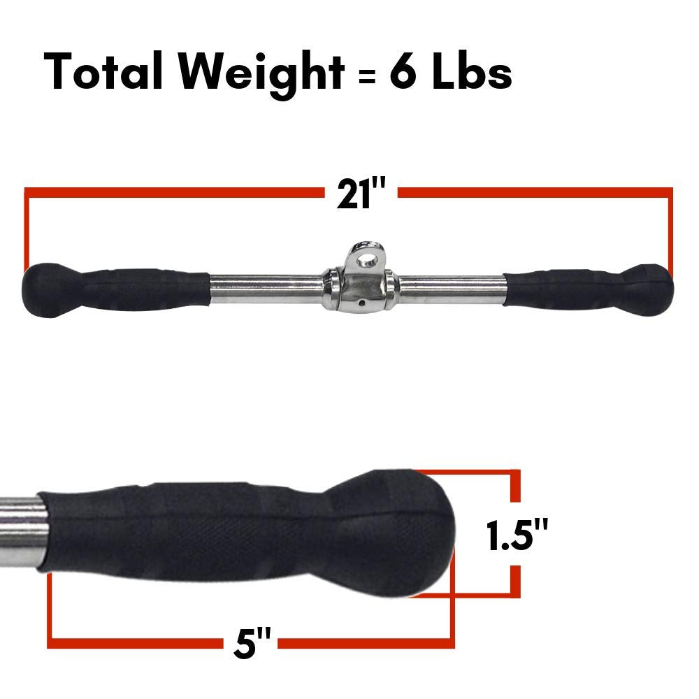 Body-Solid Tools MB022RG 21 in. Pro-Grip Revolving Straight Bar Attachment for Cable Machines