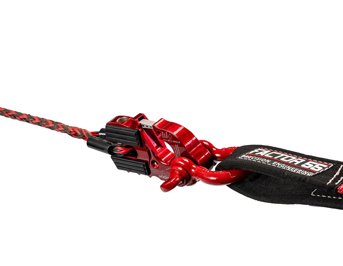 Factor 55 UltraHook Winch Hook Integrated Shackle Pin, Red (00250-01) Mount Recovery Towing Bundle w/a 1" Hawse Winch Fairlead (00016) & Keychain Light