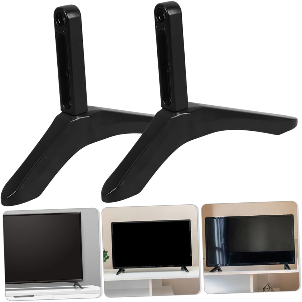 Happyyami Universal No-Drill TV Stand Base for LCD LED TVs Heavy-Duty Metal Legs Cable Management Desktop Mount